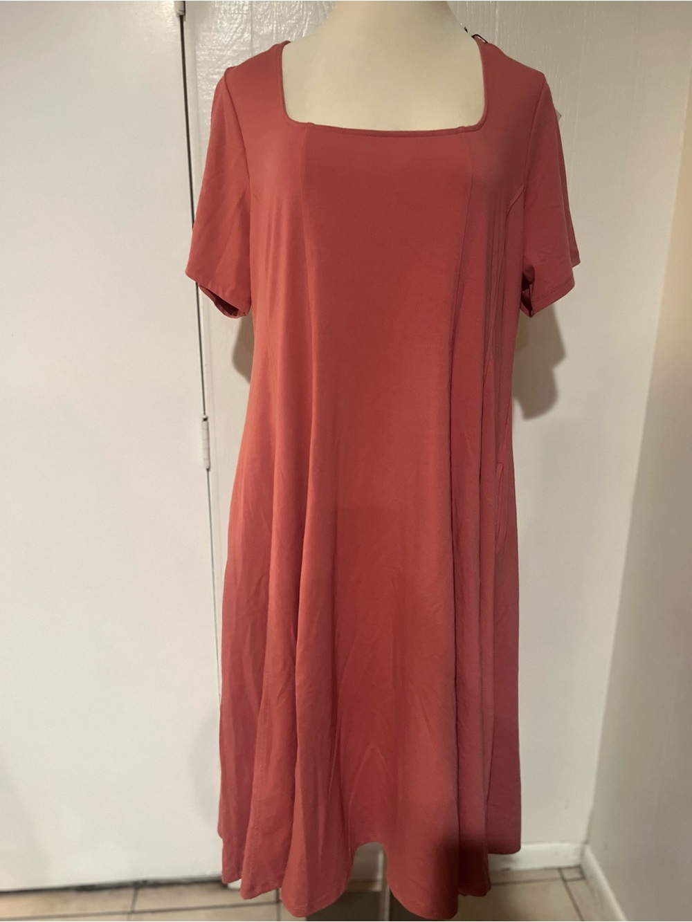 wild fable Square Neck Short Sleeve Dress in Rose Clay